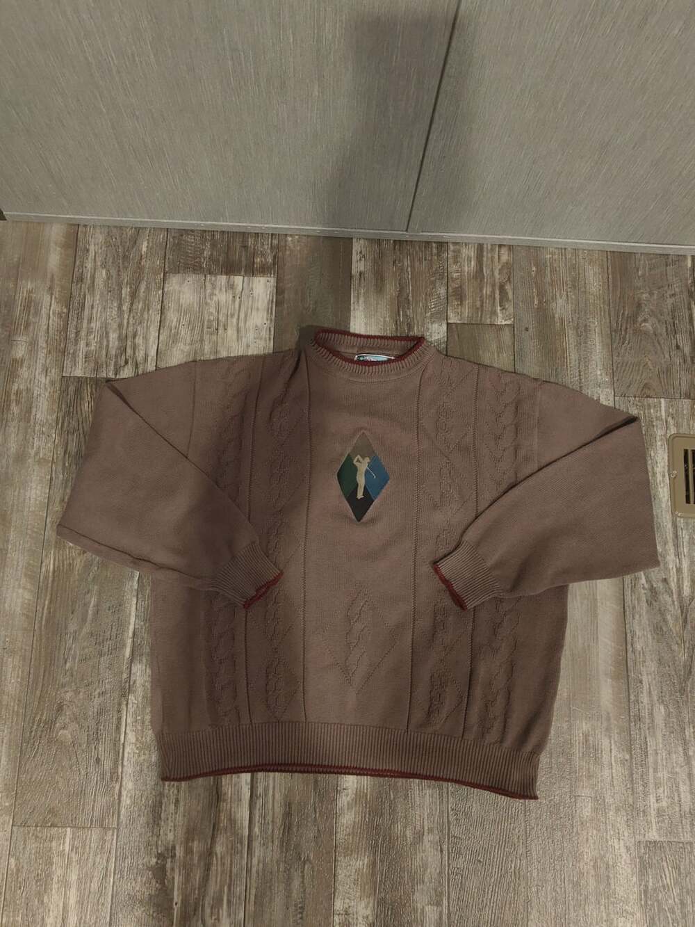 Tall Timber of Colorado Sweater Men XXL Golf Scene Embroidered Brown Vintage